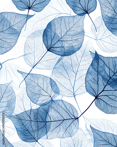 illustrations of various trees, leaves, grasses, and botanical elements on white background.
