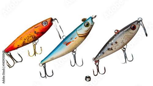 Vintage Fishing Lures Displayed on Weathered Wooden Surface for Angling Enthusiasts
