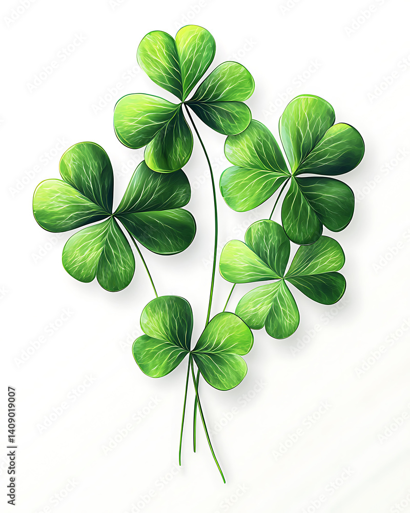 illustrations of various trees, leaves, grasses, and botanical elements on white background.