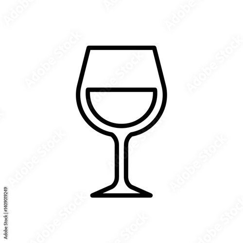 Elegant wine glass outline illustration on white background  