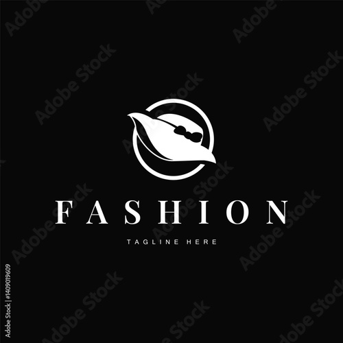 simple women hat logo black silhouette concept minimalist fashion symbol beauty woman illustration template