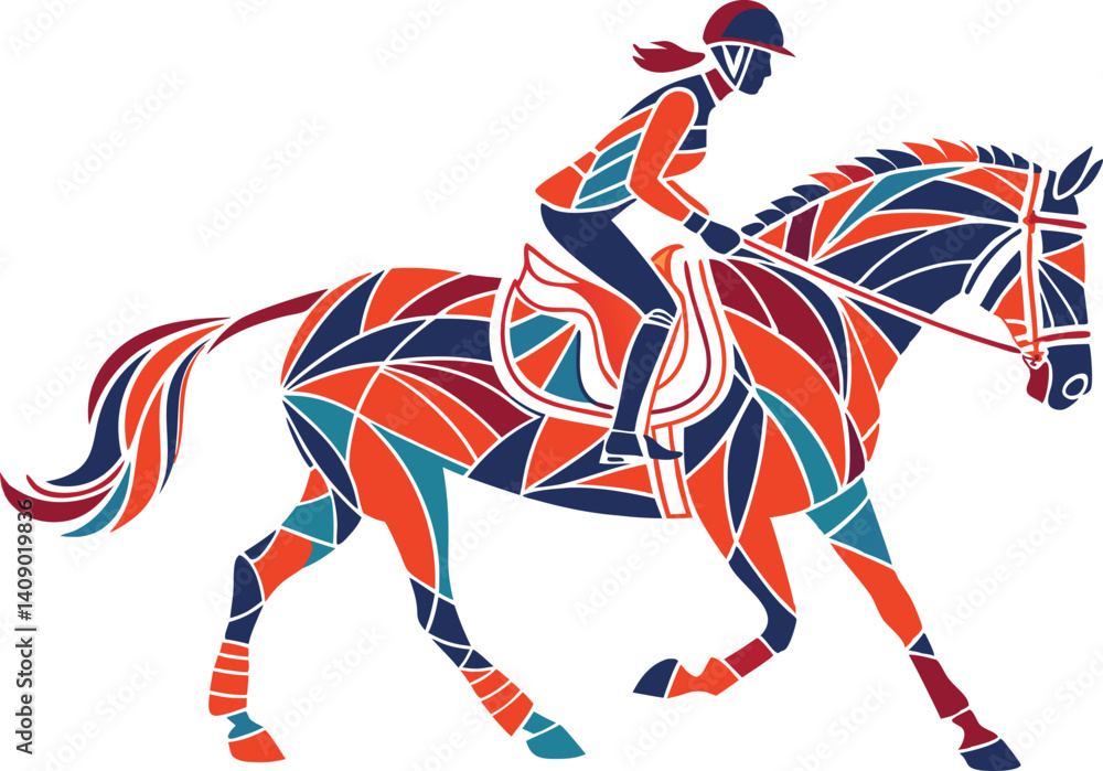 Obraz premium Horse riding illustration vector design isolated on white background.