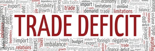 Trade Deficit word cloud conceptual design isolated on white background.