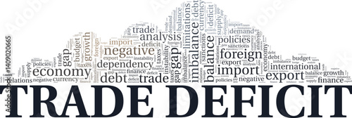 Trade Deficit word cloud conceptual design isolated on white background.