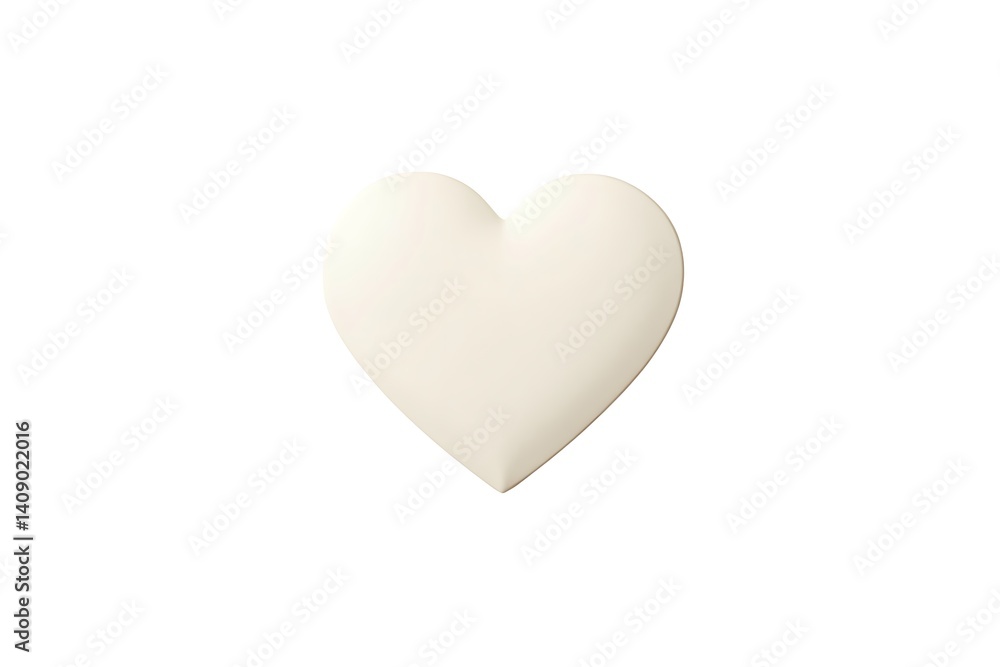 Creamy heart simple design pure white background Creamy heart simple design pure white background