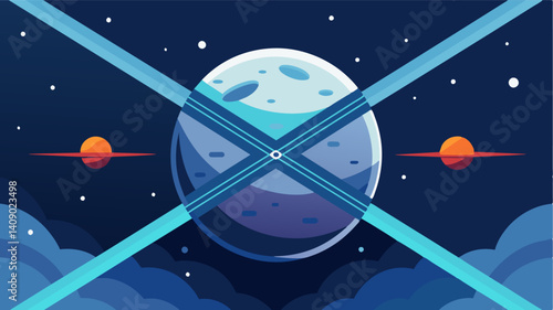 As the moon rises so do the eVTOLs crisscrossing the night sky and providing a futuristic and convenient mode of transportation.. Vector illustration