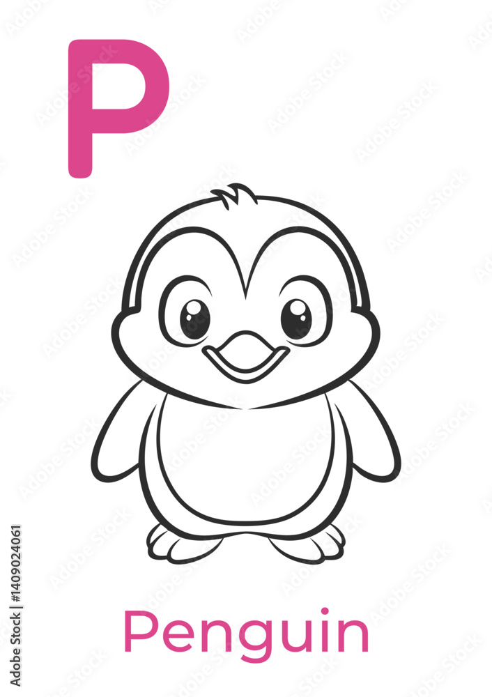 Obraz premium Cute Penguin Outline for Coloring Activity 