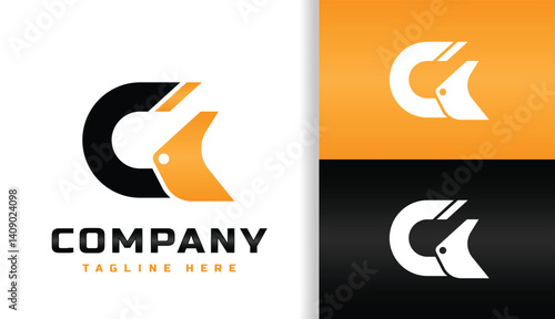 LETTER C WITH BULLDOZER SCOOP LOGO