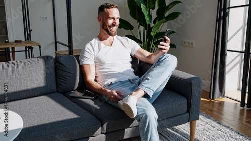 The Man with Smartphone Relaxing