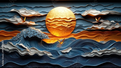 Golden Sunset Waves