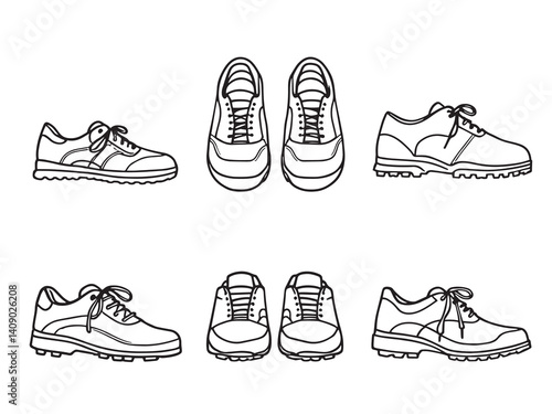 Golf shoes set line art 