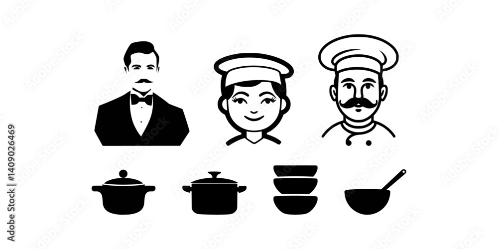 Obraz premium Kitchen Tools Vector Icons | Logo Design Elements Bundle