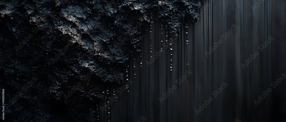 Obraz premium Dark Waterfall Cascading Down a Rocky Face
