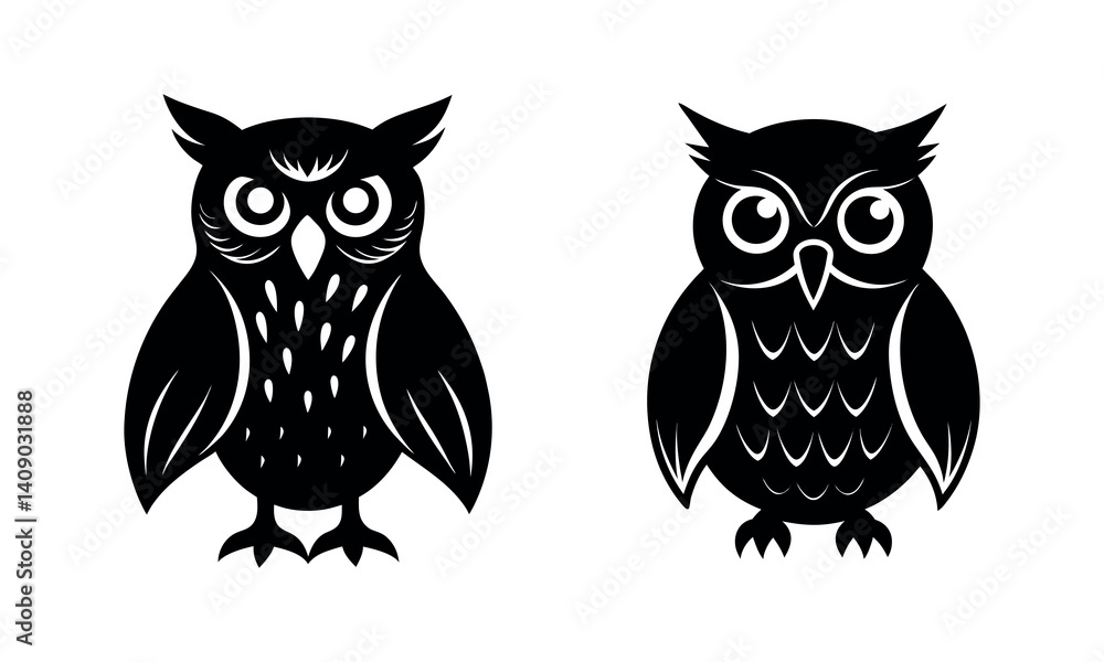 Fototapeta premium Owl silhouette Icon Set