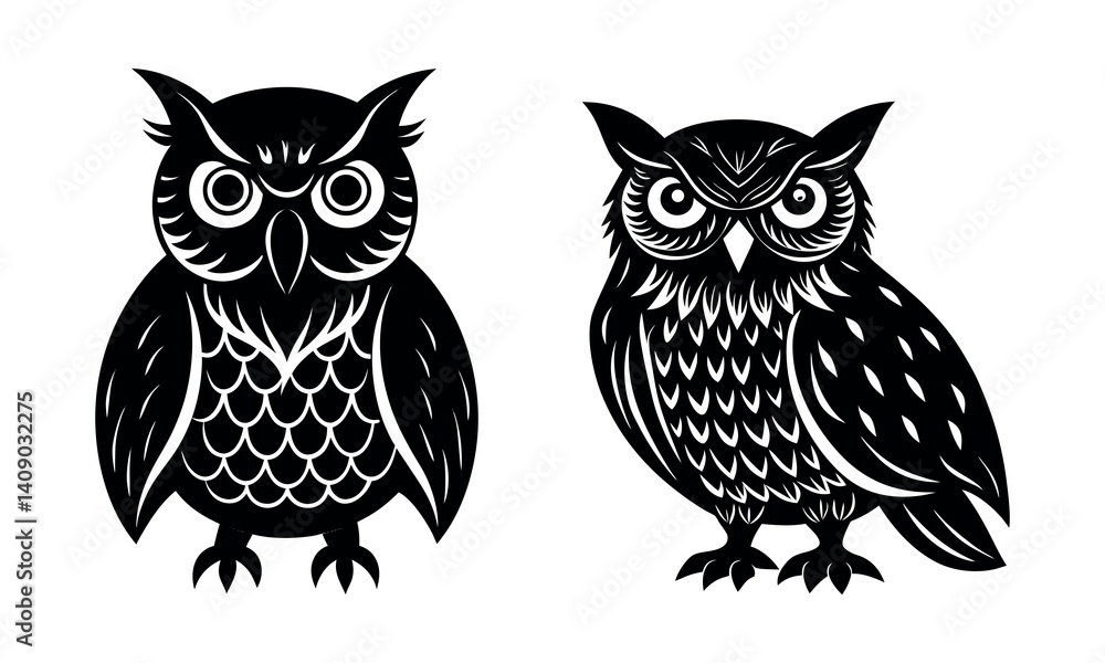 Fototapeta premium Owl silhouette Icon Set