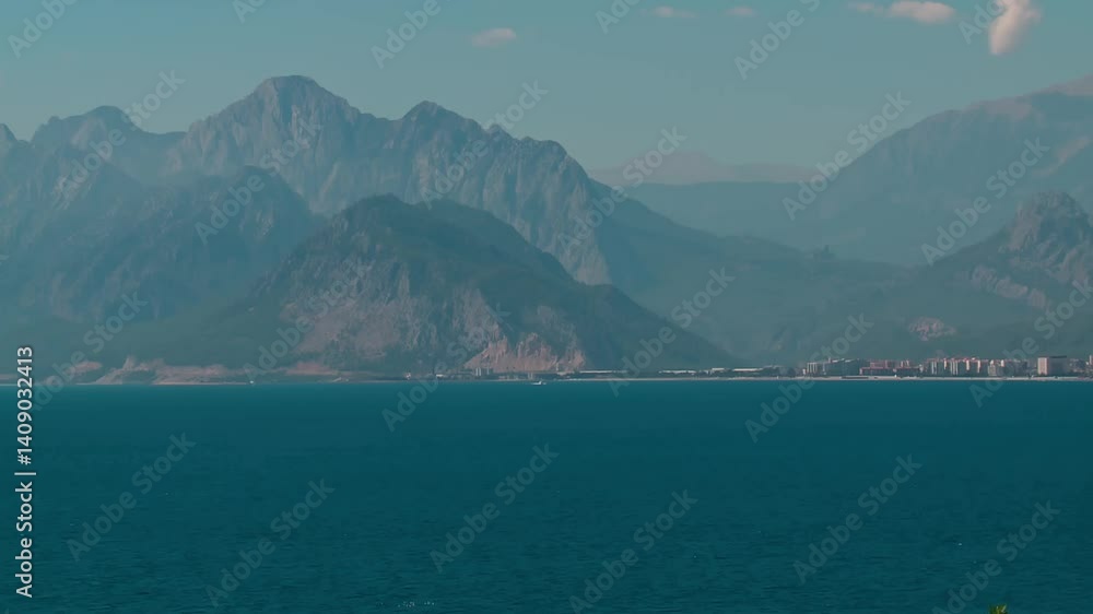 Mountains and the Mediterranean seen from Antalya city Mountains and the Mediterranean seen from Antalya city