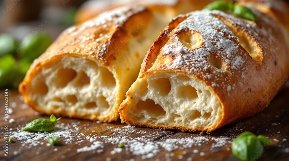 Fototapeta premium Artisan Crusty Bread, Homemade Loaf, Rustic Bakery