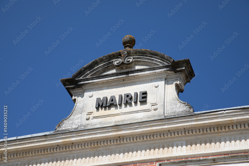 city hall building facade on france town center french text mairie