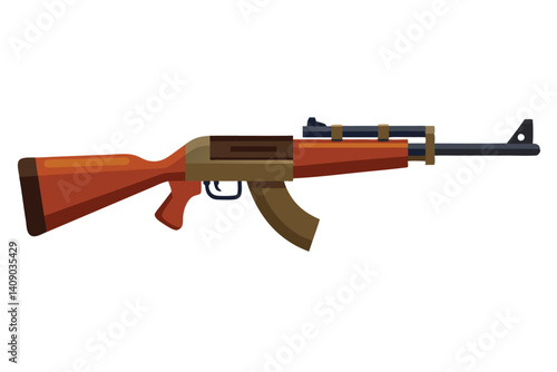 close up of rifle vector illustration on white background 