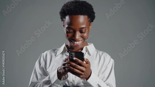 The Woman Smiling with Smartphone