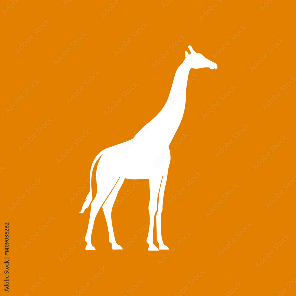 Fototapeta premium white giraffe vector with orange background