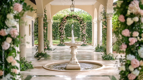 Obraz na płótnie Luxurious wedding scenes in elegant natural and architectural settings, surrounded by florals, candlelight, and evolving romantic atmospheres... w salonie