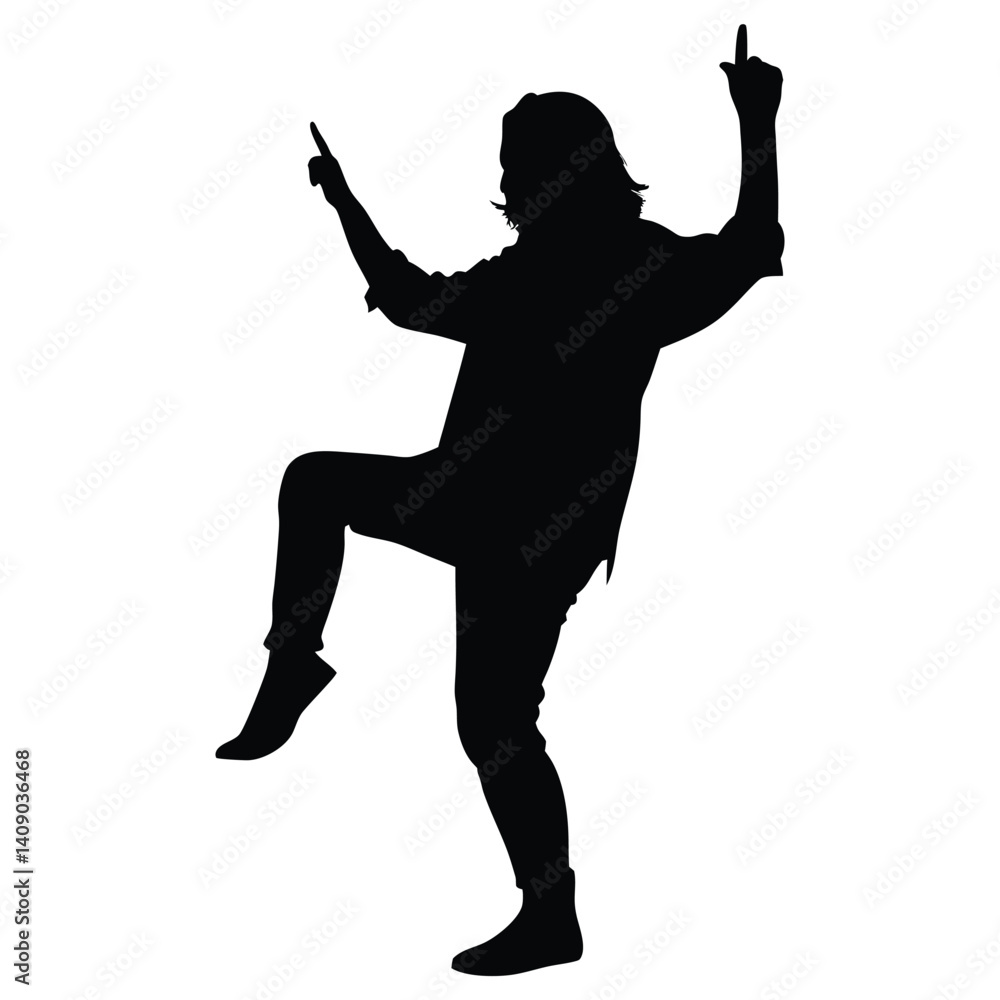 Woman celebrating vector silhouette