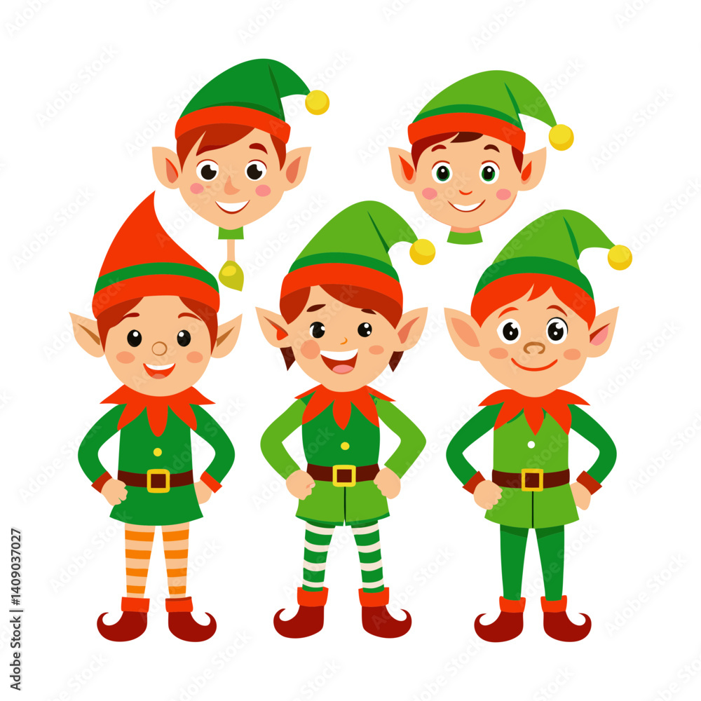 Christmas elf, santas helpers elves characters. Magic cute kids with gifts, xmas creatures for holiday workshop. New year nowaday vector clipart
Christmas elf, santas helpers elves characters. Magic cute kids with gifts, xmas creatures for holiday workshop. New year nowaday vector clipart