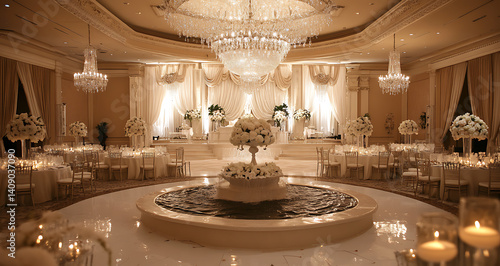 Obraz na płótnie Luxurious wedding scenes in elegant natural and architectural settings, surrounded by florals, candlelight, and evolving romantic atmospheres... w salonie