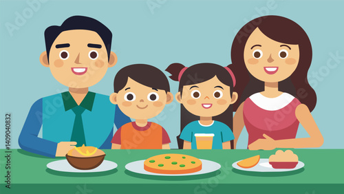 As the last arepa was devoured and the plates were cleared away the family sat back with contented smiles already looking forward to the next Venezuelan arepa morning together.. Vector illustration