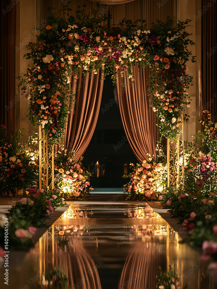 Luxurious wedding scenes in elegant natural and architectural settings, surrounded by florals, candlelight, and evolving romantic atmospheres...