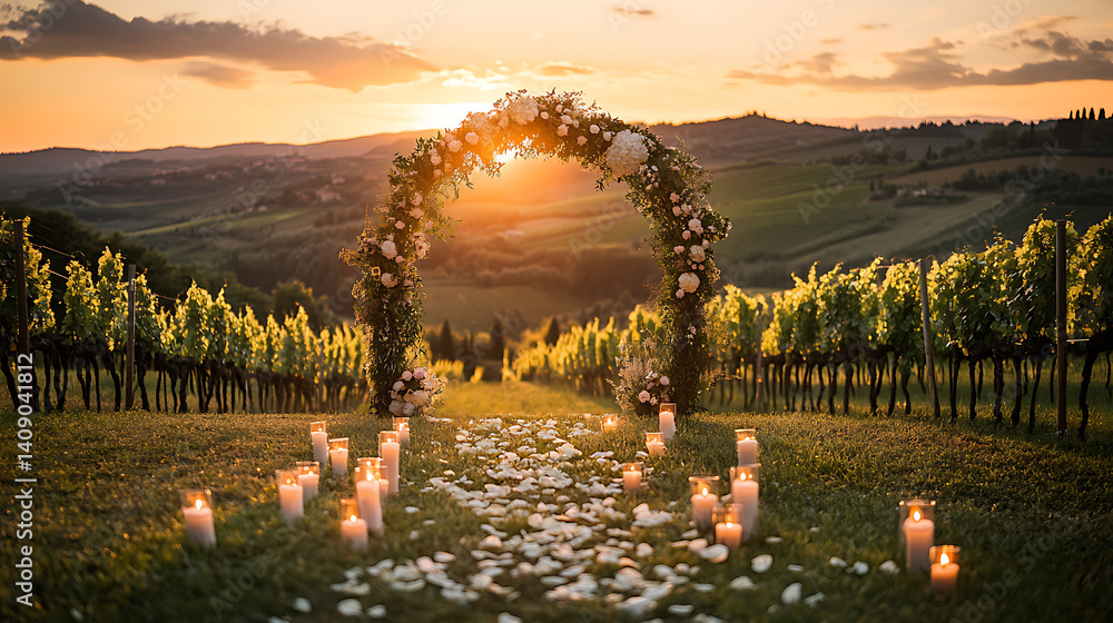 Luxurious wedding scenes in elegant natural and architectural settings, surrounded by florals, candlelight, and evolving romantic atmospheres...
