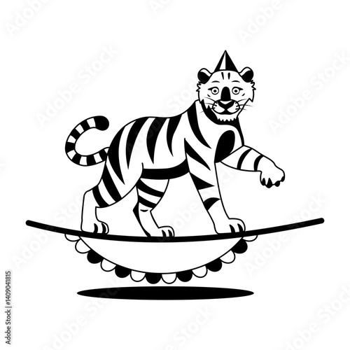 A glyph illustration of circus tiger performance 
