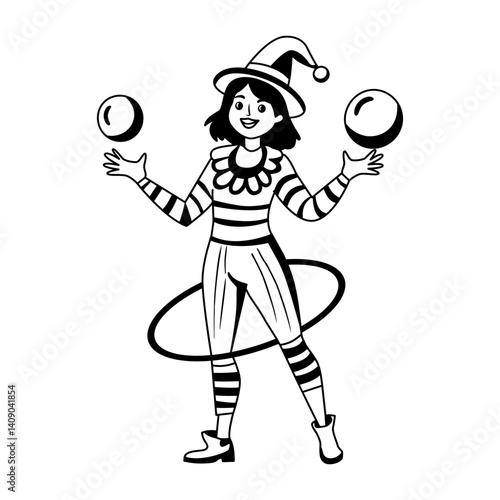 Mime girl character illustration in glyph style 
