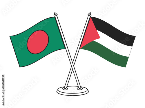 Fotomural Crossed flags of Palestine and Bangladesh