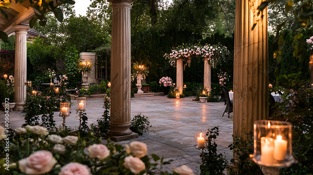 Luxurious wedding scenes in elegant natural and architectural settings, surrounded by florals, candlelight, and evolving romantic atmospheres...