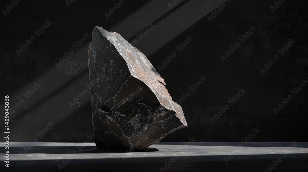 Obraz premium Abstract picture minimal model art ancient object with crack represent period of time. Antique object for education about history of old age and researching geology heritage relic or artifact. AIG53.