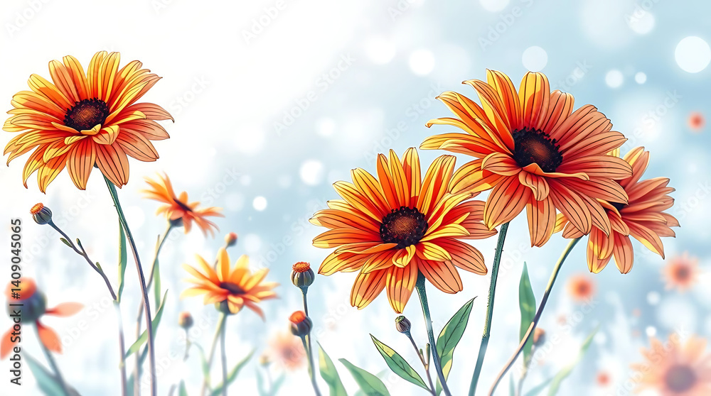 Fototapeta premium hyper realistic visual of beautiful flowers in icy background, created by generative ai