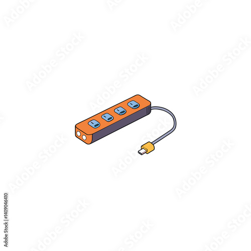 Power Strip with Multiple Outlets and USB Ports on white background