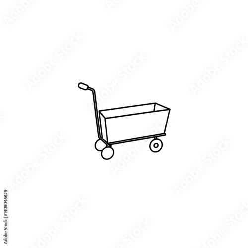 Rolling Cart one line art, and no color on white background