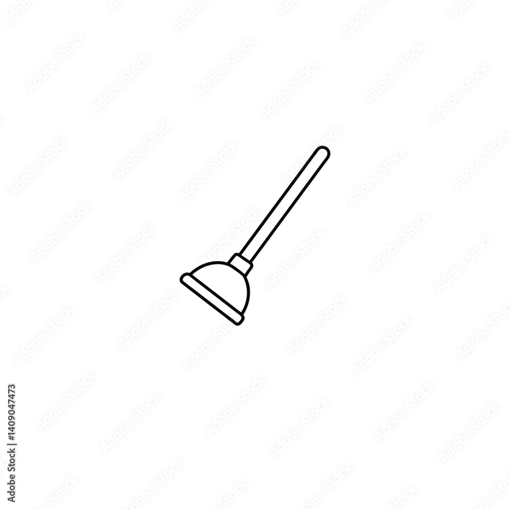 Toilet plunger one line art, and no color on white background Toilet plunger one line art, and no color on white background