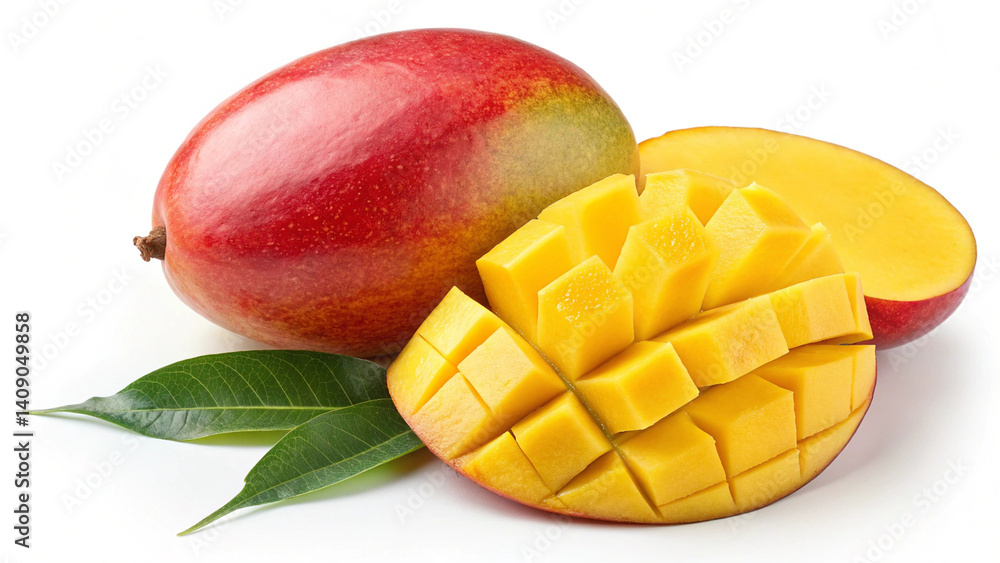 White Background Mango Cubes White Background Mango Cubes