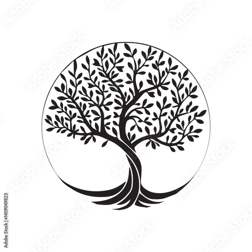 abstract tree vector illustration, vector black tree of live icon on white background