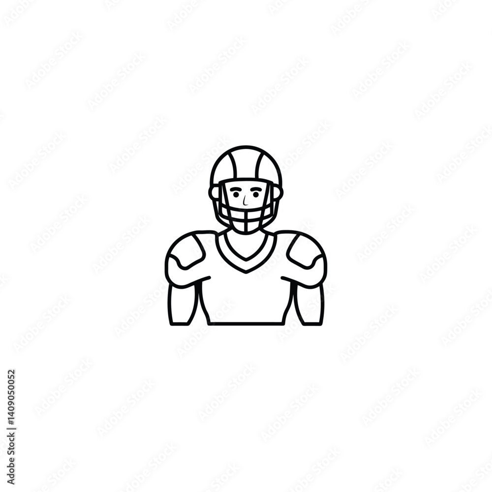 American football player one line art, and no color on white background American football player one line art, and no color on white background
