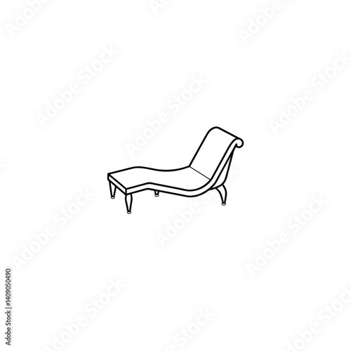 Chaise Lounge one line art, and no color on white background