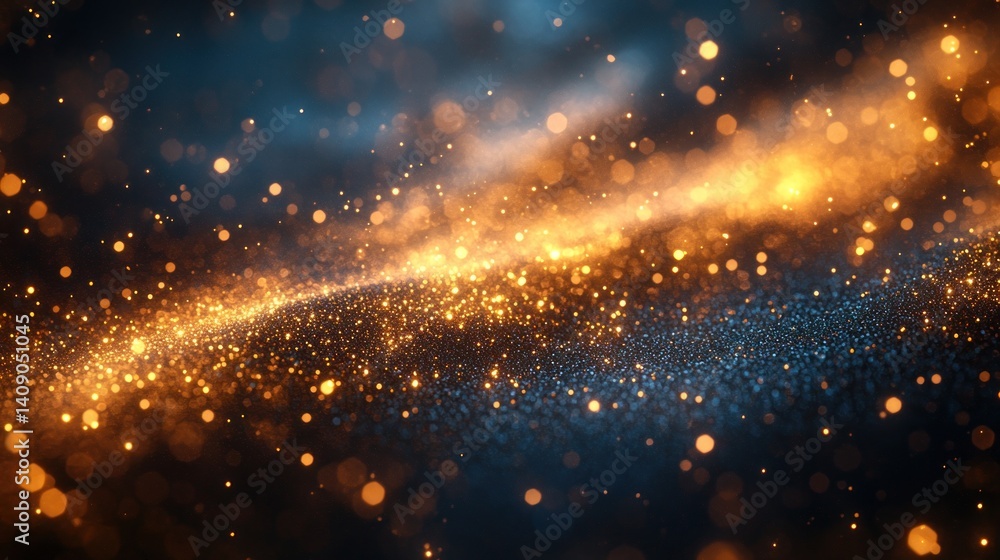 Fototapeta premium Golden Stardust: A Celestial Dance of Light and Sparkle