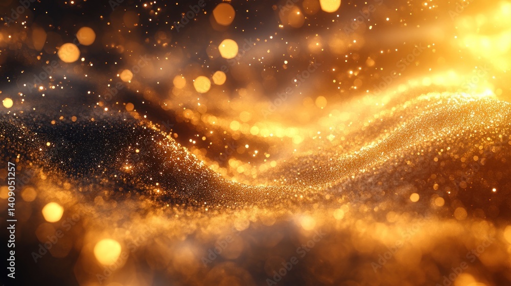 Obraz premium Golden Glittering Waves: Abstract Luxury Background