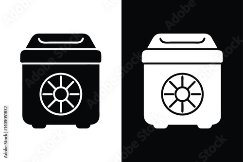 Ice Box Icon. Vector Silhouette of Portable Cooler for Cold Drinks