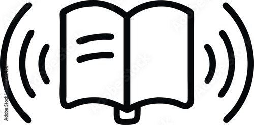 Simple Book Outline with Signal on a Transparent Background