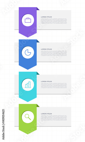 Minimalistic vertical infographic design template with 4 steps or options for presentations or instructions